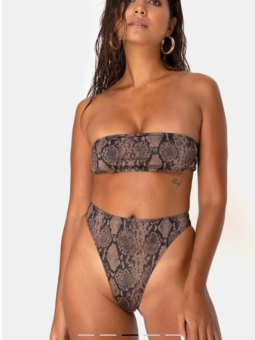 Motel Rocks Izarla Bikini Bottom In Snake Taupe Size XS